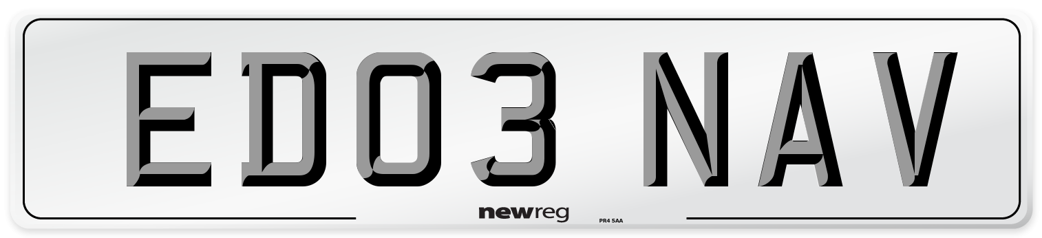 ED03 NAV Number Plate from New Reg